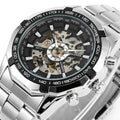 2024 Silver Stainless Steel Waterproof Mens Skeleton Tourbillon Watches Top Brand New Mechanical Male Wrist Watch for Men