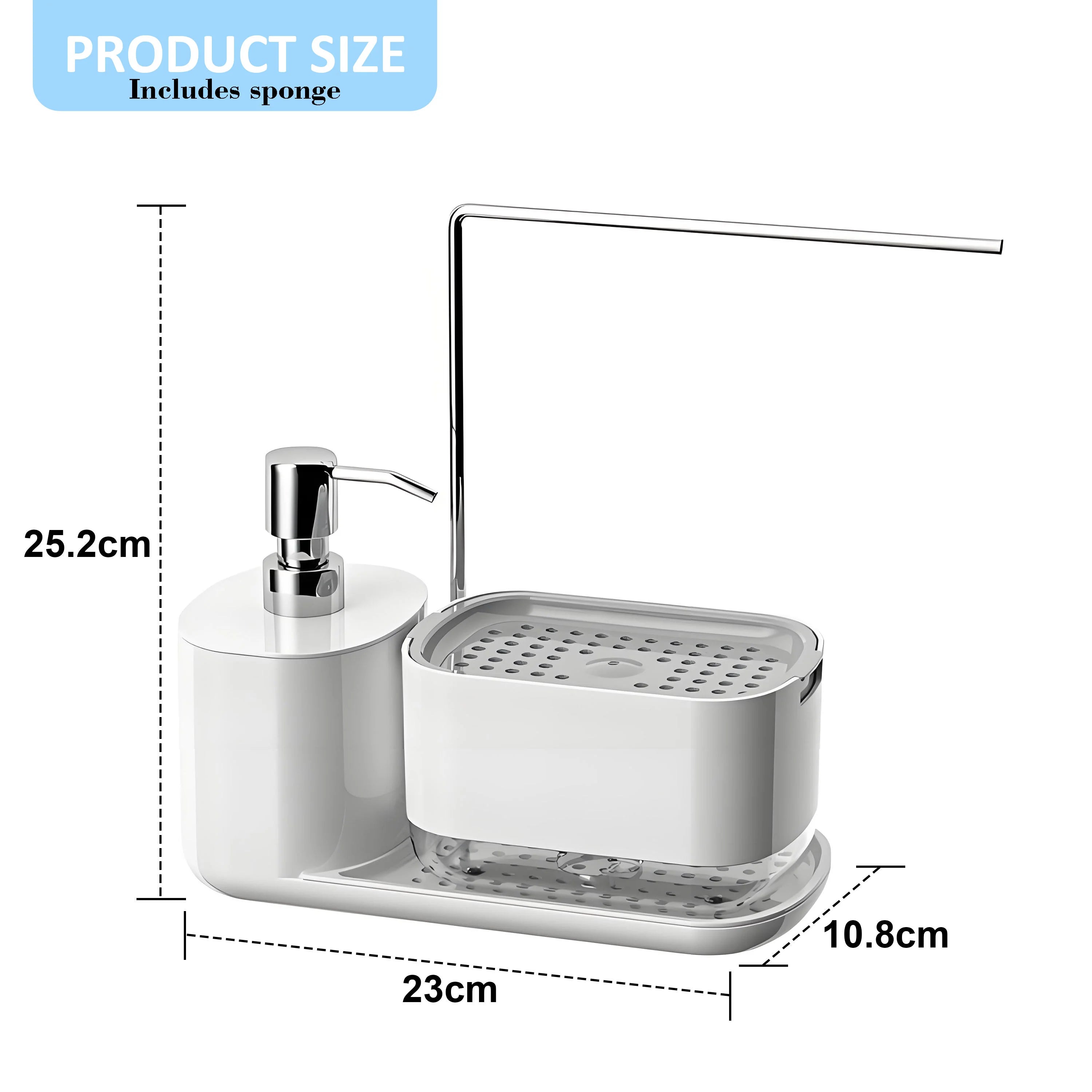 2024 New Clear Window Custom Kitchen Accessories Organizer Liquid Soap Dispenser with Sponge 4 in 1 Foam Dish Soap Dispenser