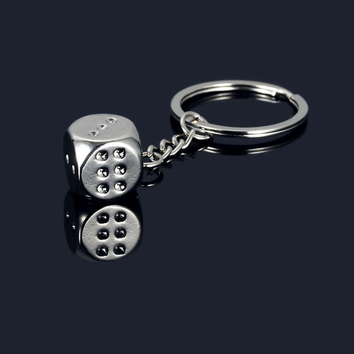 Creative Metal Alloy Silver Personality Dice Keyfob Keyring Keychain Men Women Key Holder Cover Auto Gifts Accessories