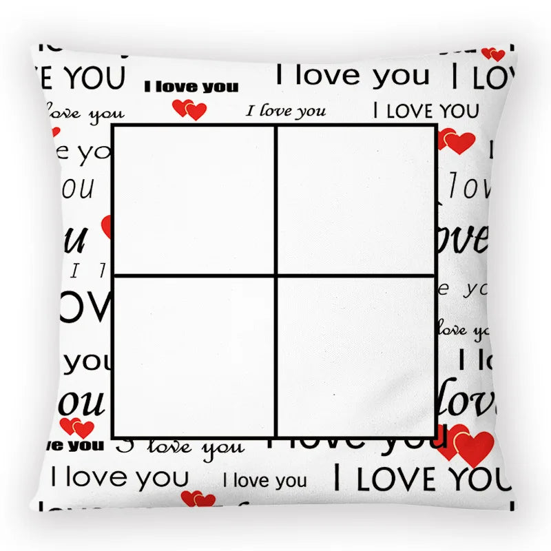 16 Inches 4 Panels Sublimation Blank Lover's Pillow Case With I LOVE YOU  Printing
