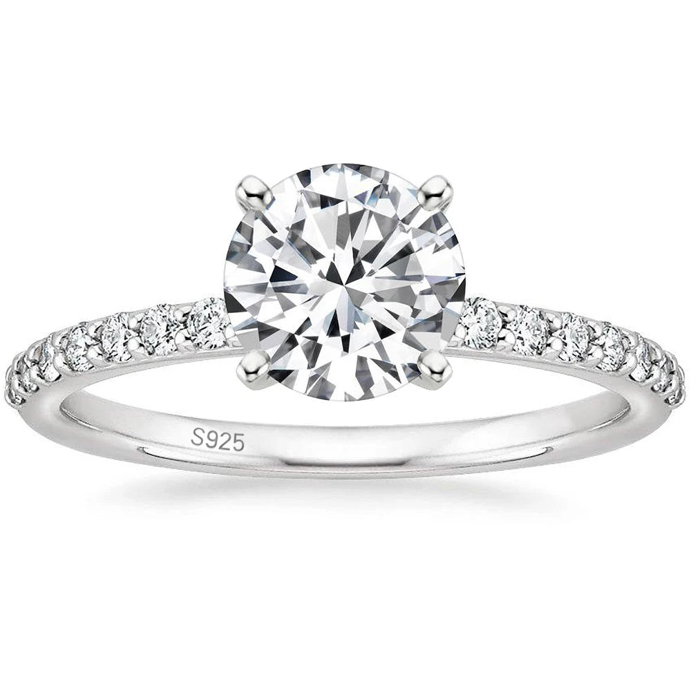 OAHLAN Wholesale 1.25 CT 925 Sterling Silver Engagement Rings for Women Round Solitaire Cubic Zirconia Rings Rose /Gold/Silver