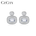 CZCITY 925 Silver Earring New Earing Designer Luxury Bridal Iced Stud Wedding Woman Earrings Jewelry Moissanite