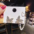 Butterfly Shaped Asymmetrical Hoop Earrings Gold Mental 925 Silver Earrings