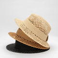 Women Summer Fashion Sunshade Hat New Hollow Out Paper Straw Flat Top Breathable Boater Hat