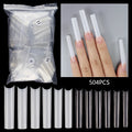 Square Straight Nail Tips Non C Curve Flat Nail Tips 504pcs Transparent Natural Nail Tips Non C Curve