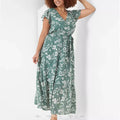 2023 Custom Color Maxi Dress for Women Flutter-Sleeve Surplice-Neck Plus Size Wholesale Hot Sale Eco-Friendly Floor-Length