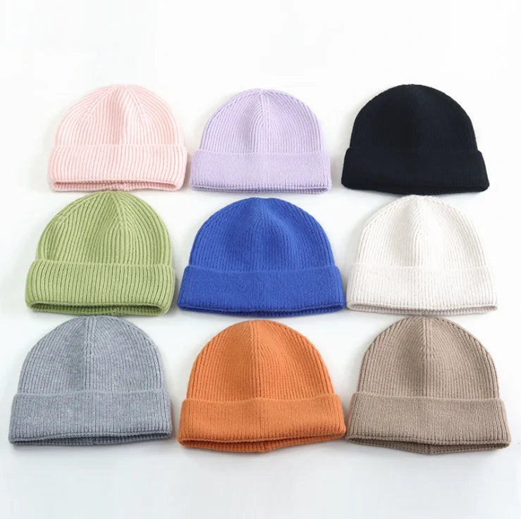 Unisex Custom Cuffless Knit Beanie Hat Plain Knitted Beanie for Kids Various Camouflage Cartoons Bows Characters Wholesale