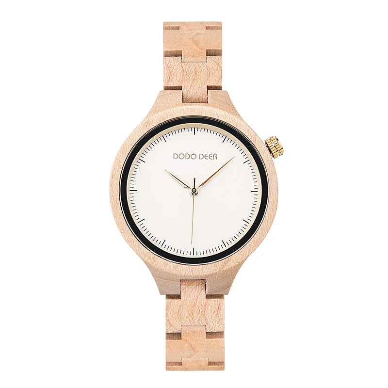 For DODO DEER Custom Logo Elegant Lightweight Thin Wood Watch Colorful Bamboo Wood for Ladies Fashionable Business Surprise Gift