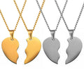 Dainty Jewelry Accessories Women Necklace Custom Engraving Split Heart Necklace Set Stainless Steel Couple Broken Heart Necklace