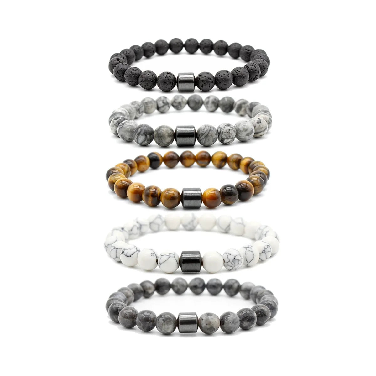 HP 8mm Black Stone tiger Eyes Bead Stretch Bracelet Magneto Magnetism Beads Beaded Bracelet