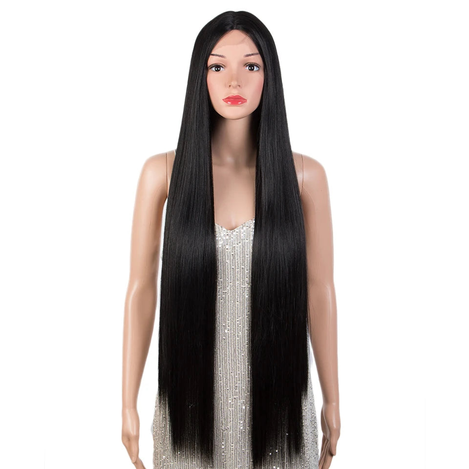 Wholesale Cosplay Wigs for Black Women 38 Inch Ombre Blonde High Temperature Heat Resistance Long Straight Synthetic Lace Wigs
