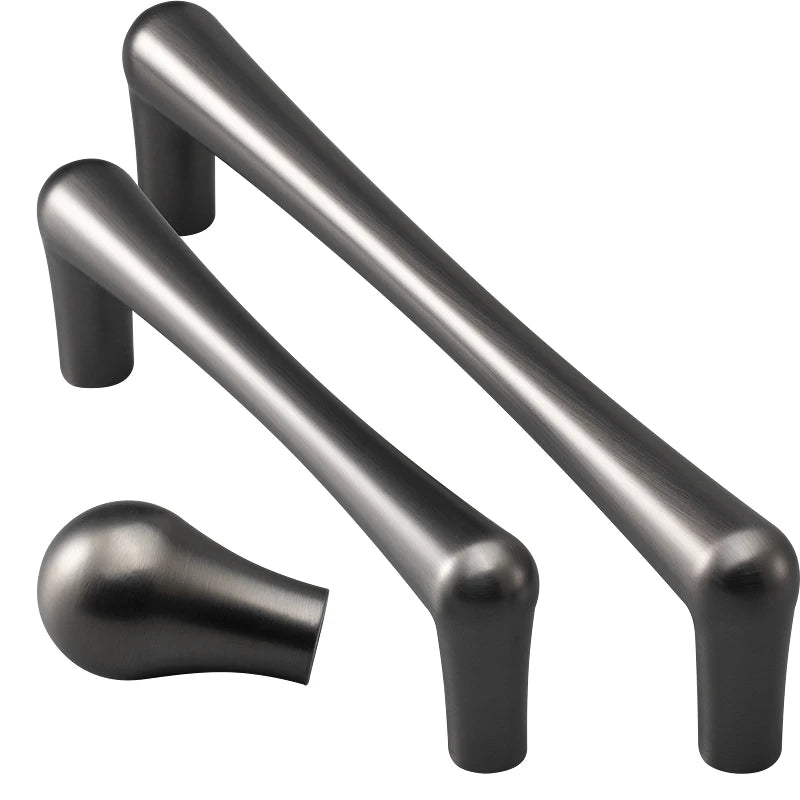 Modern Style Solid Black Gray Zinc Alloy Cabinet Pull Handle Vintage Flush Pull Cupboard Knobs for Kitchen Drawers-Wholesale