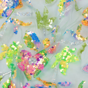 2023 New 100% Polyester Sparkly Floral Embroidered Sequin Cloth Nonwoven Flame Retardant for Bags Toys Weddings for Girls