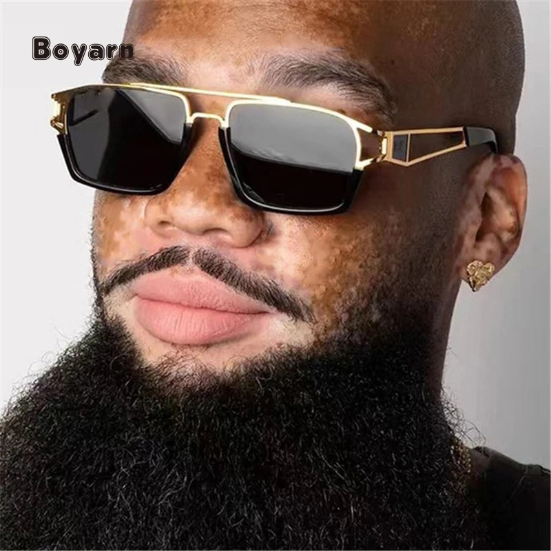 Boyarn Narrow Small Sunglasses Female Shooting Ins Glasses Model Metal Square Modern Sunglasses Men