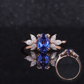 14k 18k Rose Gold Cushion Lab Grown Sapphire 5x7mm Marquise Shape Def Moissanite Engagement Ring