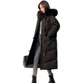 Hot Fur Collar Hooded Coat 2021 Winter Women Down Jackets Lady Street Fashion Slim Warm Clothes 90 White Duck Down Long Overcoat