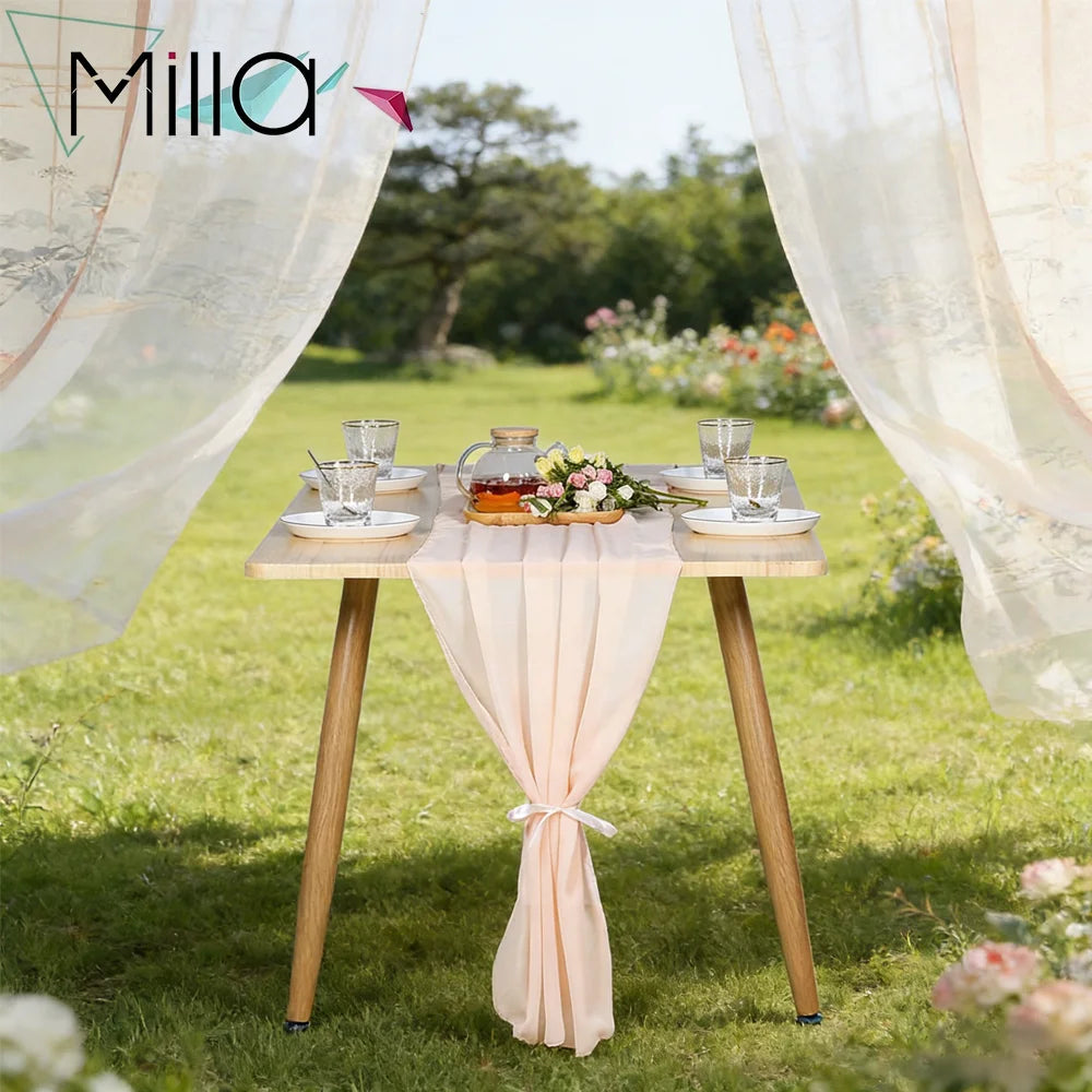 300cm X 70cm Chiffon Table Runner for Party Dining Banquet Events Restaurant Kitchen Home and Multi-Use