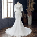Custom Made Half Sleeves Beading Lace Wed Dress Gown Mermaid Wedding Dresses