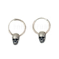 Real 925 Sterling Silver Studs Retro Silver Skull Hook Shape Earrings Studs Gothic Vintage Jewelry for Men and Women