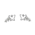 Trendy Earrings 925 Sterling Silver Cubic Zirconia Butterfly Gold Plated Simple Cute Stud Set for Women Fine Jewelry Wholesale