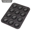 CHEFMADE WK9872 Carbon Steel Non Stick Bakeware Black 12 Cup Nonstick Oven Baking Madeleine Pan