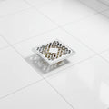 Modern Bathroom Floor Drain Strainer with Pattern Design 4 Inches Square Copper Electroplated Anti-Odor