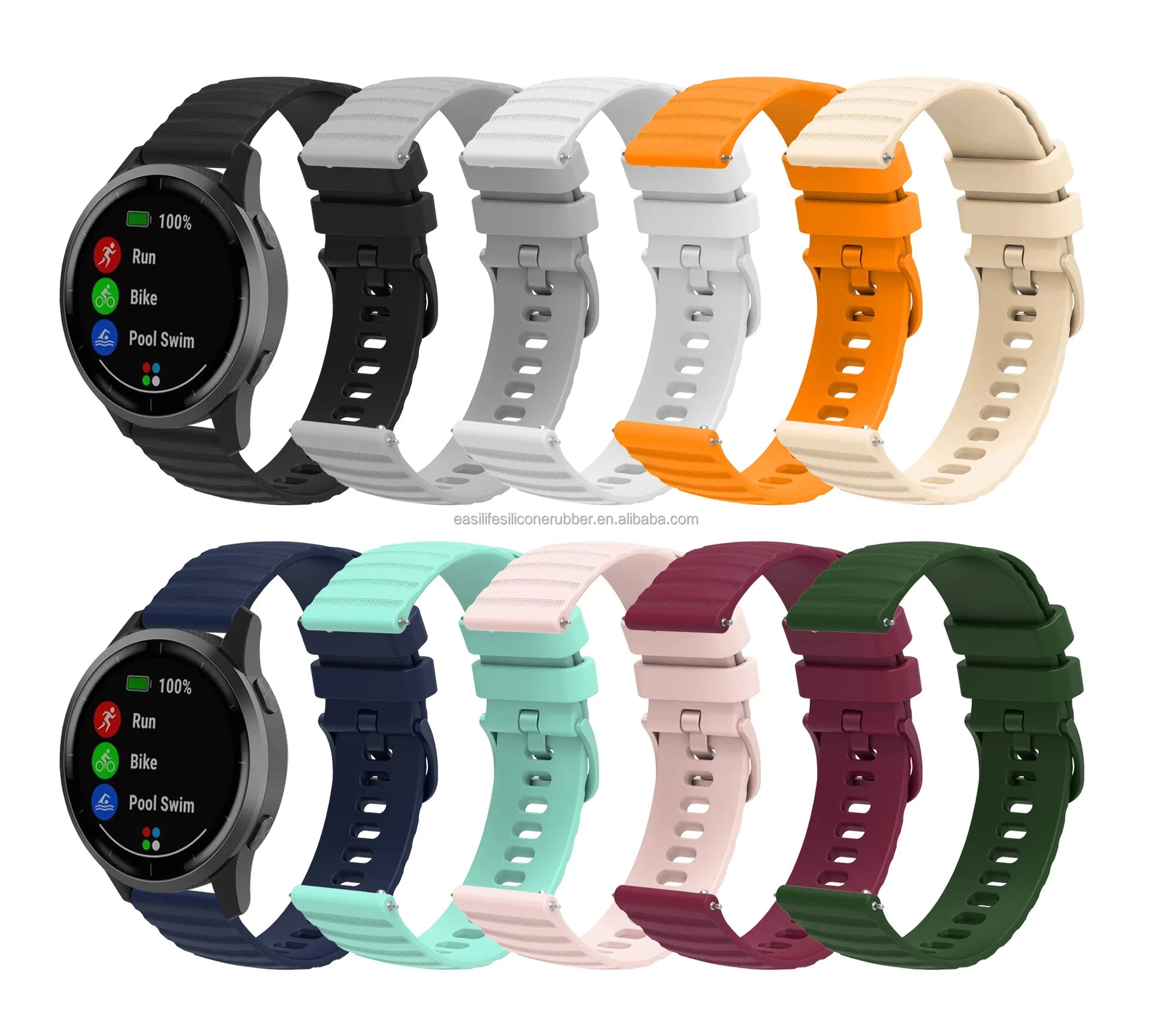 Quick Release Pin Smartwatch Wristband Replacement Sport Smart Silicon Watch Band 20mm 22mm Accessories Parts for Garmin Samsung