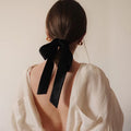 French Retro Ribbon High Elastic Headwear Temperament Headband Black Velvet Senior Bow Hair Rope