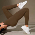 Women's High-Waisted Nylon Spandex Yoga Pants 4-Way Stretch Tummy Control Non-See through Workout Leggings with Solid Pattern