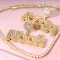 Hip Hop Bling Bling Custom Letter Jewelry Cute Heart Style Custom Pendant Jewelry Iced Out 5A Zircon with Heart Hook Baguette