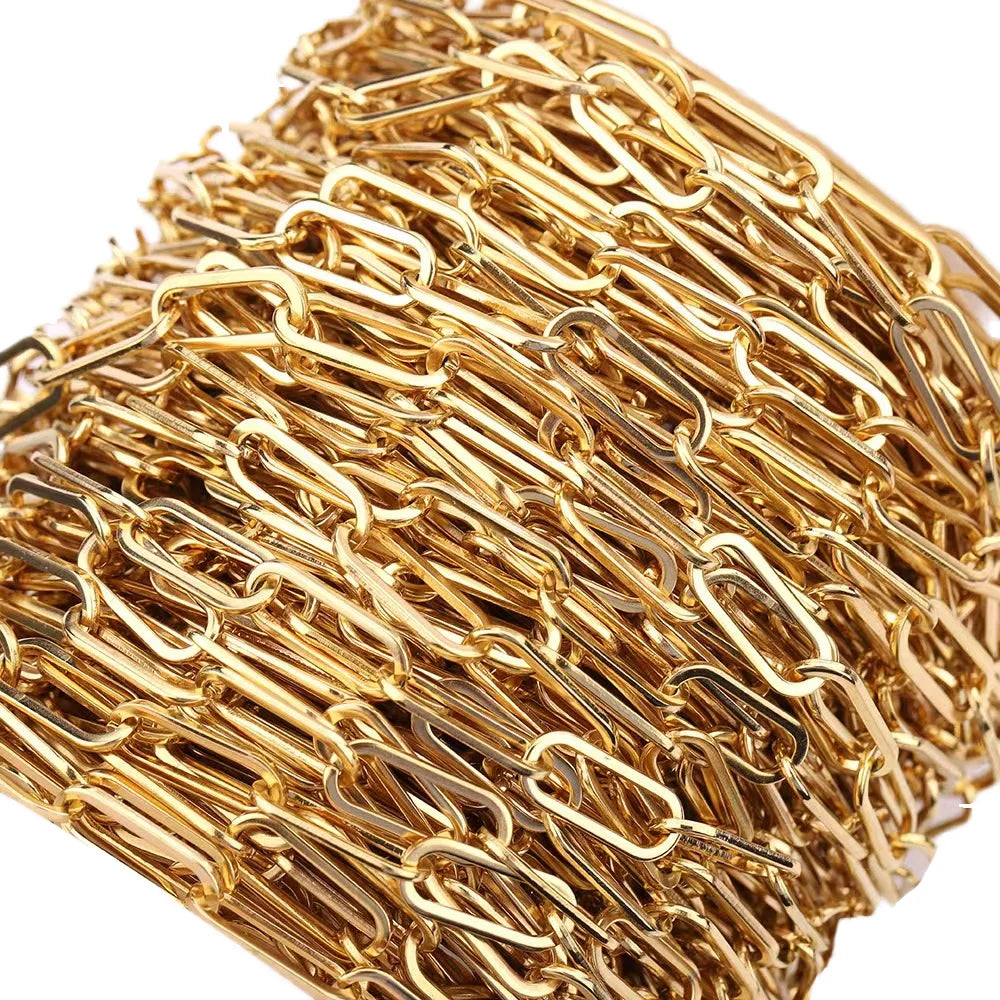 6.5MM Oval Paper Clip O Chain Link Necklace Roll Meter Stainless Steel Cable Rolo 18K Gold PVD Plate DIY Accessories Cheap Price