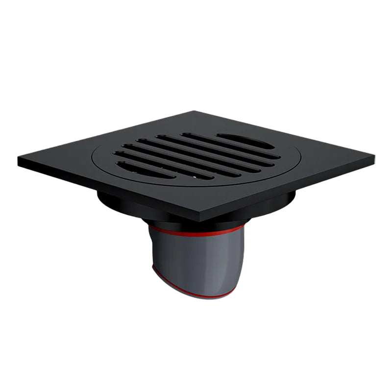 High Quality Bathroom Floor Drain 10x10 CM Square Matte Black Shower Drain with Capsule Pattern Grate Cover Brass Floor Trap