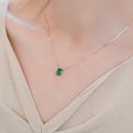 New Arrival Gold Plated Sterling Silver French Geometric Birthstone Green Stone Cz Cubic Zircon Emerald Vintage Style Necklace