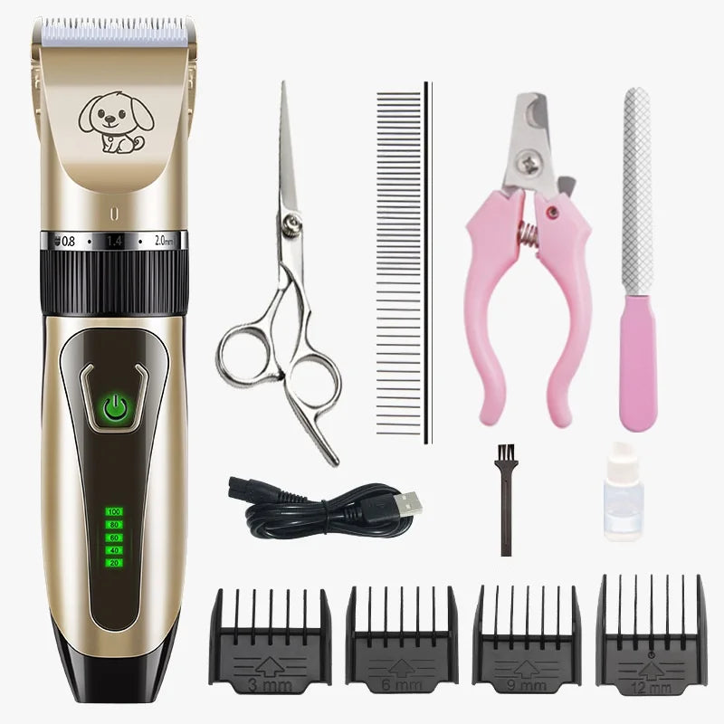 Professional Dog Grooming Clippers Kit Low Noise Cordless Electric Pet Dog Hair Trimmer Set With Combs and Scissors
