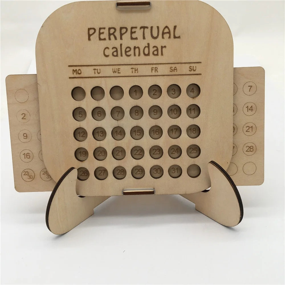 Personalized Laser Cut  Wooden Desk Calendar  Perpetual Calendar