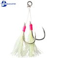 8062  Saltwater Fishhooks Jigging Metal Sea Fishing Hook  Double Assist Hook with Luminous Silk
