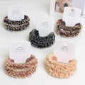 MUJU Korean Gentle Wind Ruffled Lace Elegant Bowknot Scrunchies 2 Card with Ponytail Hair Rope