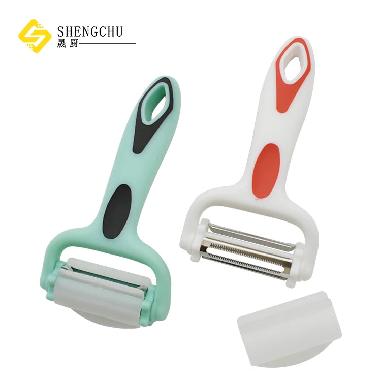 3 in 1 360 Degree Rotating Blade Potato Peeler Manual Stainless Steel Fruit Vegetable Peeler Kitchen Gadget with Plastic Handle
