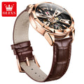 OLEVS 7051 Mechanical Watches With Sapphire Case China Design Automatic Skeleton Custom Wrist Watch With Alloy Case