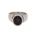 Arab Men Ring With Black Stone Stainless Steel Silver Plate Black Rings for Men Natural Stone