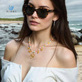 SUMMLY Trend Bohemian Ocean Beach Pendant 18K Gold Plated Stainless Steel Charm Necklace Accessories Fashion Jewelry