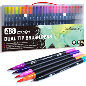 48 Colors Dual Brush Markers Pens Colored Pens Watercolor Art Markers Fineliner Calligraphy Pens