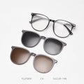2024 Polarized Sunglasses Men Women 3 in 1 Magnetic Clip on Glasses Hexagon Alloy Frame Night Vision Anti-Blue Light Eyeglass