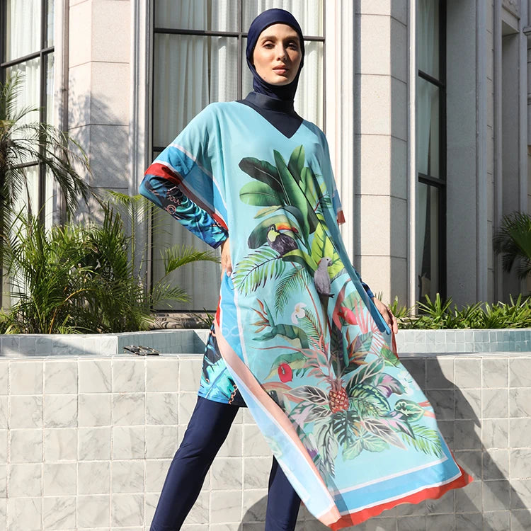 MOTIVE FORCE Hot Selling Custom Beach Cover up Wear 4 Piece Islamic Burkinis Muslim Women Swimwear