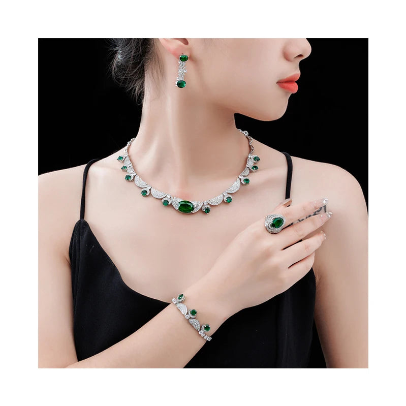 Dubai 24k Gold Jewelry Sets Jewelry Display Set Luxury Cubic Zirconia Bridal Jewelry Sets