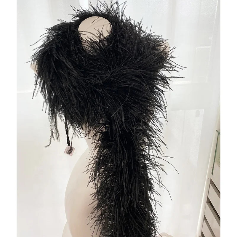 8 Ply Hot Selling Red Color Ostrich Feather Boa for Party Wedding Dress Woman Clothes Pajamas Sets Decor Material