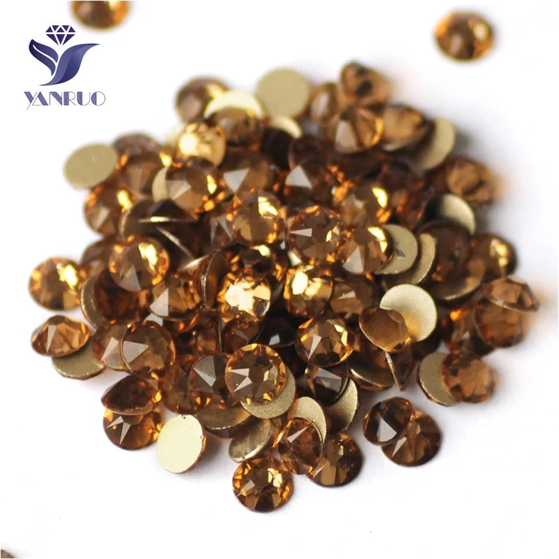 YANRUO Light Colorado Topaz Flat Back Iron on Strass Crystal Stones Rhinestones for Fabric Garment