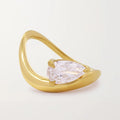 LOZRUNVE 18k Gold Plated Minimalist Pear Cut Solitaire Chunky Wide Ring Jewelry Sterling 925 Silver