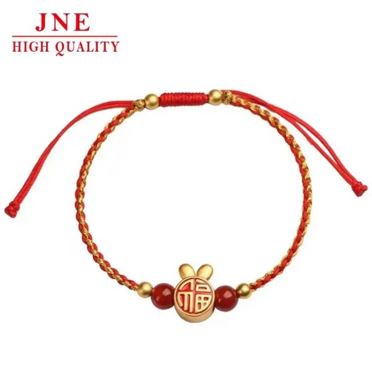 Money Rabbit Unmeasured Bracelet Rabbit Year Zodiac Animal Bracelet Brass Gold Plated Carrying Strap Women's for Girls Jewelry