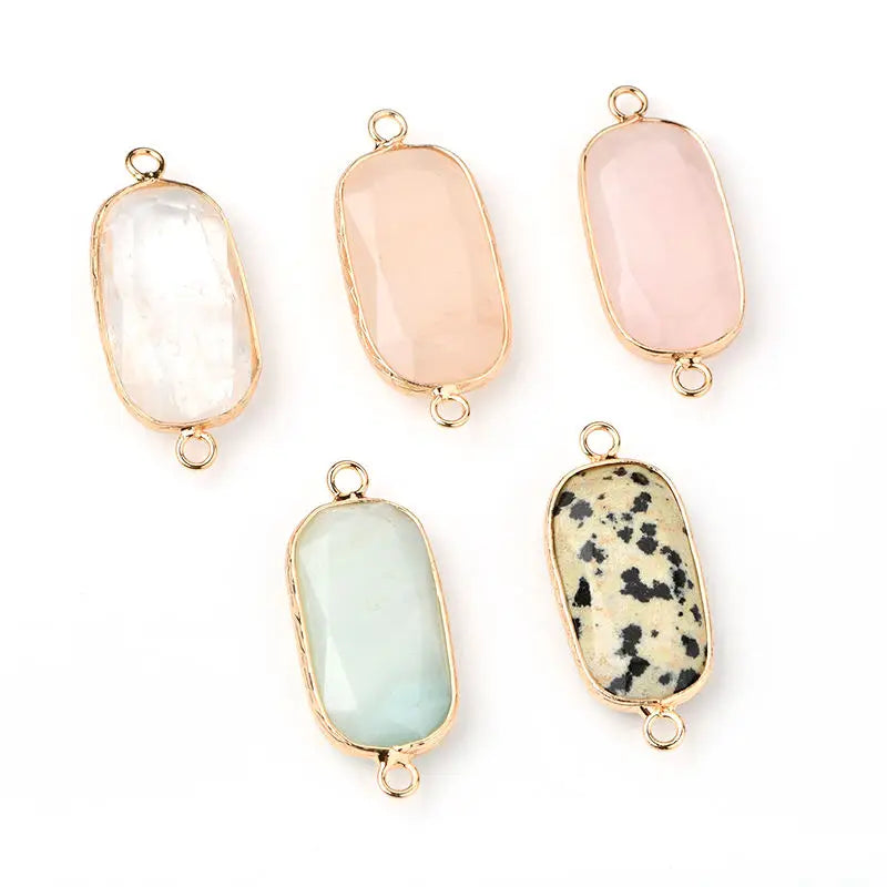 Hand Faceted Cut Natural Bracelet Connector Gold Plated Crystal Charm Bead for Jewelry Making